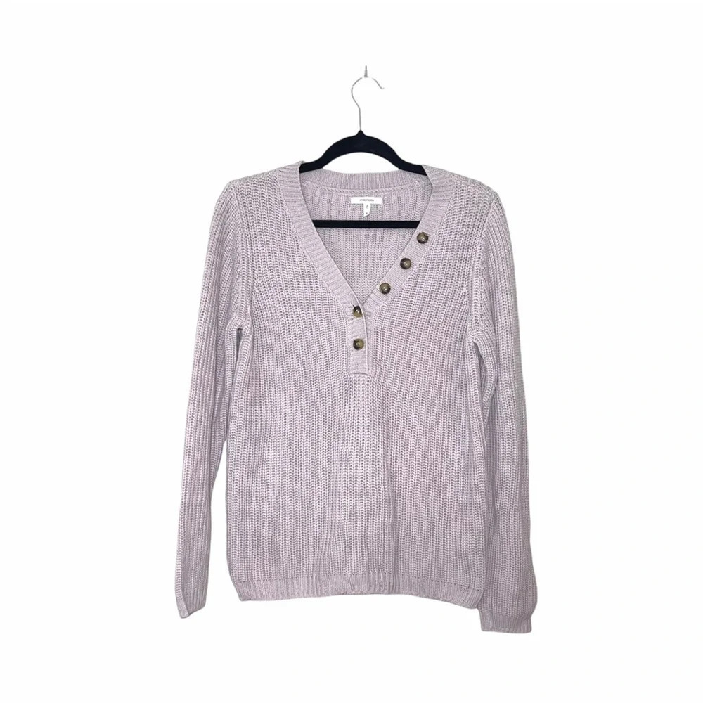 Maurices Light Purple Button Front Knit Henley Pullover Sweater Small Women’s